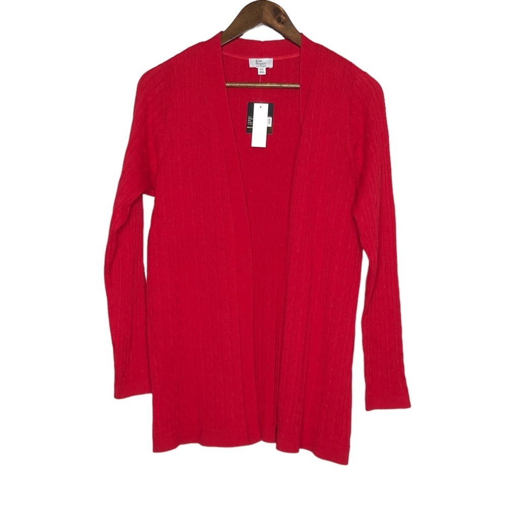 Kim Rogers NWT Red Cable Knit Cardigan Size Small Petite